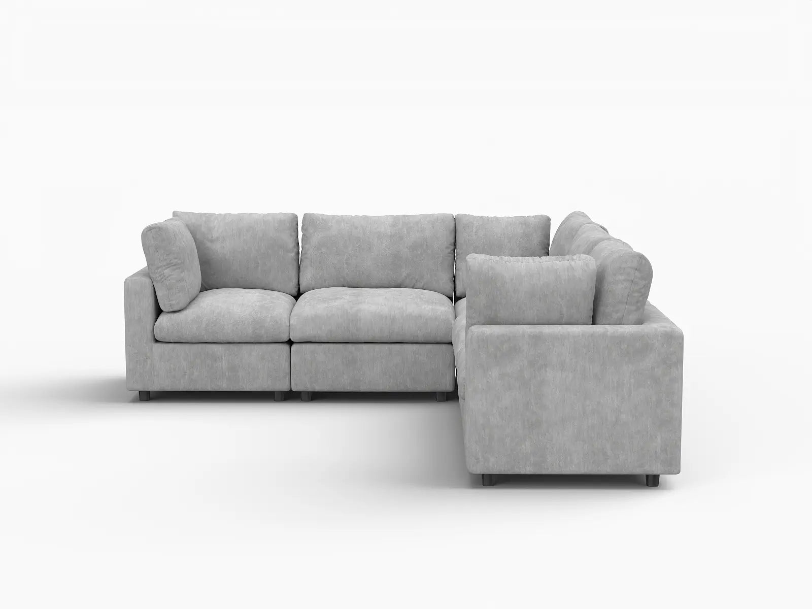 Fundas para sofá seccional Lounge Cloud | Funda de sofá de chenilla de mezcla de lino gris claro para 5 plazas