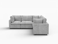 Fundas para sofá seccional Lounge Cloud | Funda de sofá de chenilla de mezcla de lino gris claro para 5 plazas