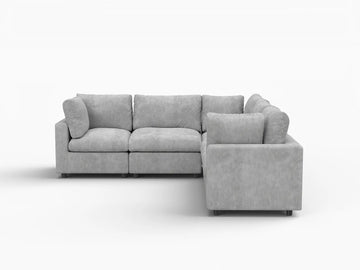 Fundas para sofá seccional Lounge Cloud | Funda de sofá de chenilla de mezcla de lino gris claro para 5 plazas