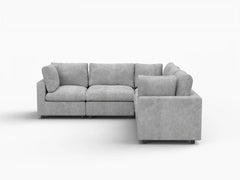 Fundas para sofá seccional Lounge Cloud | Funda de sofá de chenilla de mezcla de lino gris claro para 5 plazas