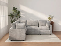Sofá Seccional en Forma de V de 5 Plazas Deluxe Cloud, Gris Claro | 5 Piezas, Tela de Chenilla con Mezcla de Lino, Fundas de Cojín Lavables