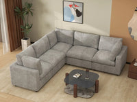 Fundas para sofá seccional Lounge Cloud | Funda de sofá de chenilla de mezcla de lino gris claro para 5 plazas