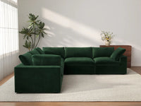 Deluxe Cloud 5-Seater Olive Green V-Shaped Sectional | 5-Piece, Velvet Fabric, Living Room Seating, Washable Cushion Covers