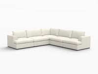 Deluxe Cloud 5-Seater White Large Space V-Shaped Sectional | 5-Piece, Bouclé Sherpa-Like Fabric, Easy To Clean