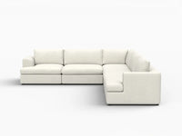 Deluxe Cloud 5-Seater White Large Space V-Shaped Sectional | 5-Piece, Bouclé Sherpa-Like Fabric, Easy To Clean
