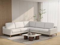 Deluxe Cloud 5-Seater White Large Space V-Shaped Sectional | 5-Piece, Linen Look Poly Fabric, Easy To Clean