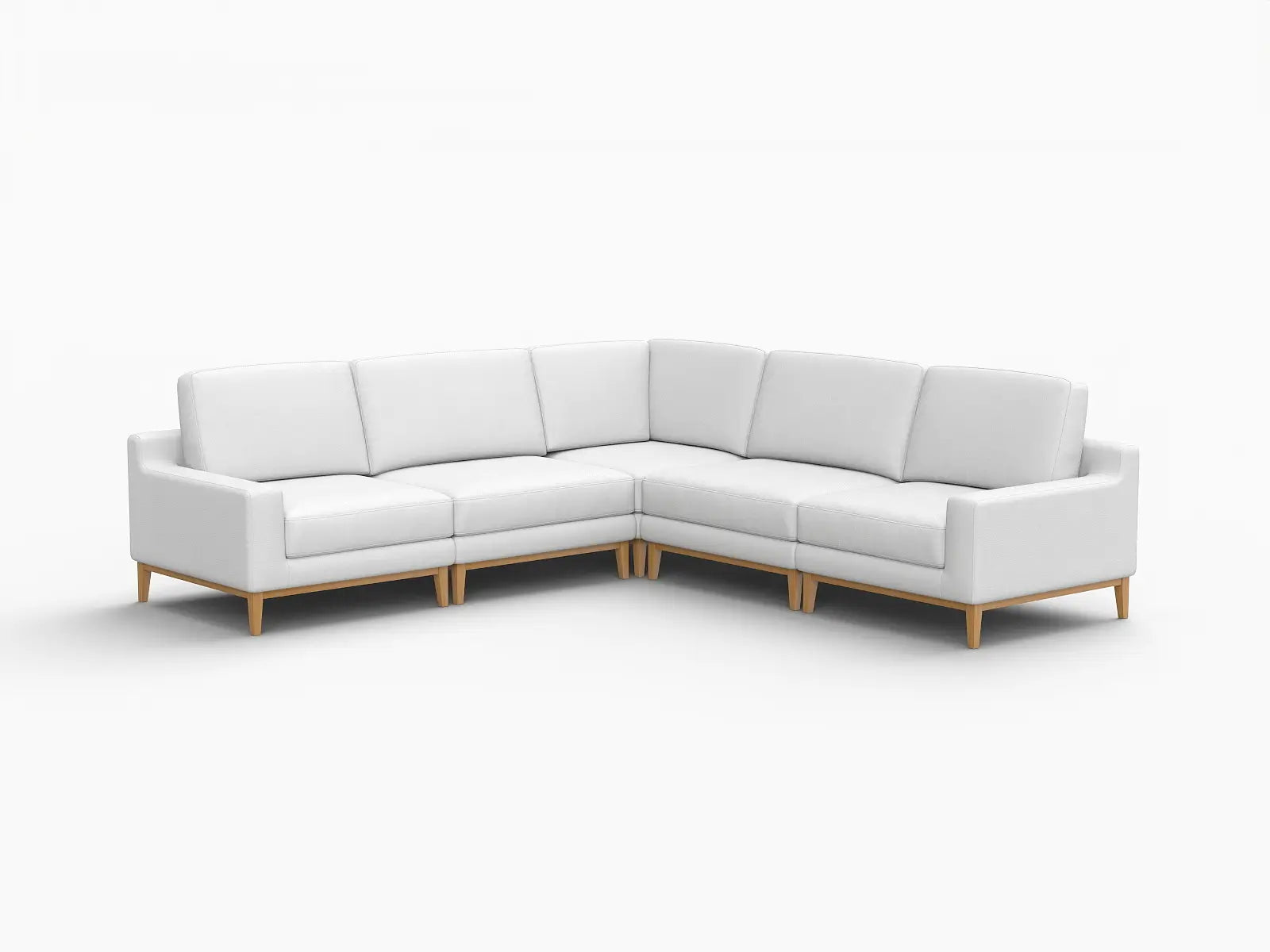 Deluxe Cloud 5-Seater White Large Space V-Shaped Sectional | 5-Piece, Linen Look Poly Fabric, Easy To Clean