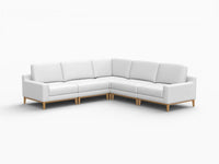 Deluxe Cloud 5-Seater White Large Space V-Shaped Sectional | 5-Piece, Linen Look Poly Fabric, Easy To Clean