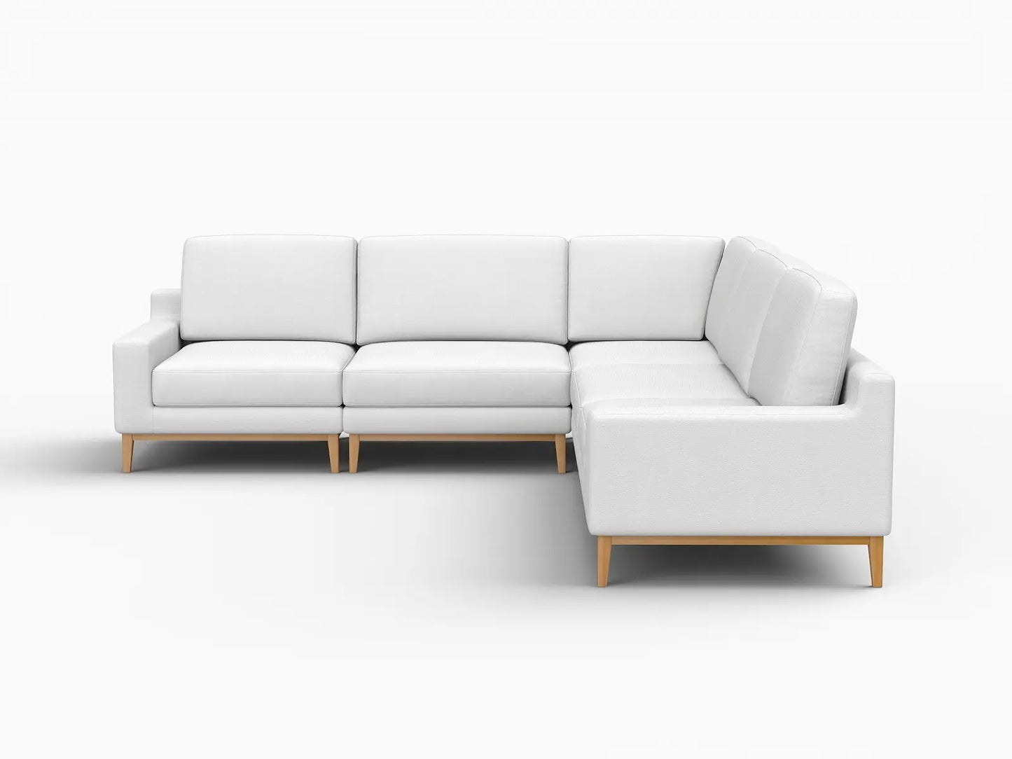 Deluxe Cloud 5-Seater White Large Space V-Shaped Sectional | 5-Piece, Linen Look Poly Fabric, Easy To Clean