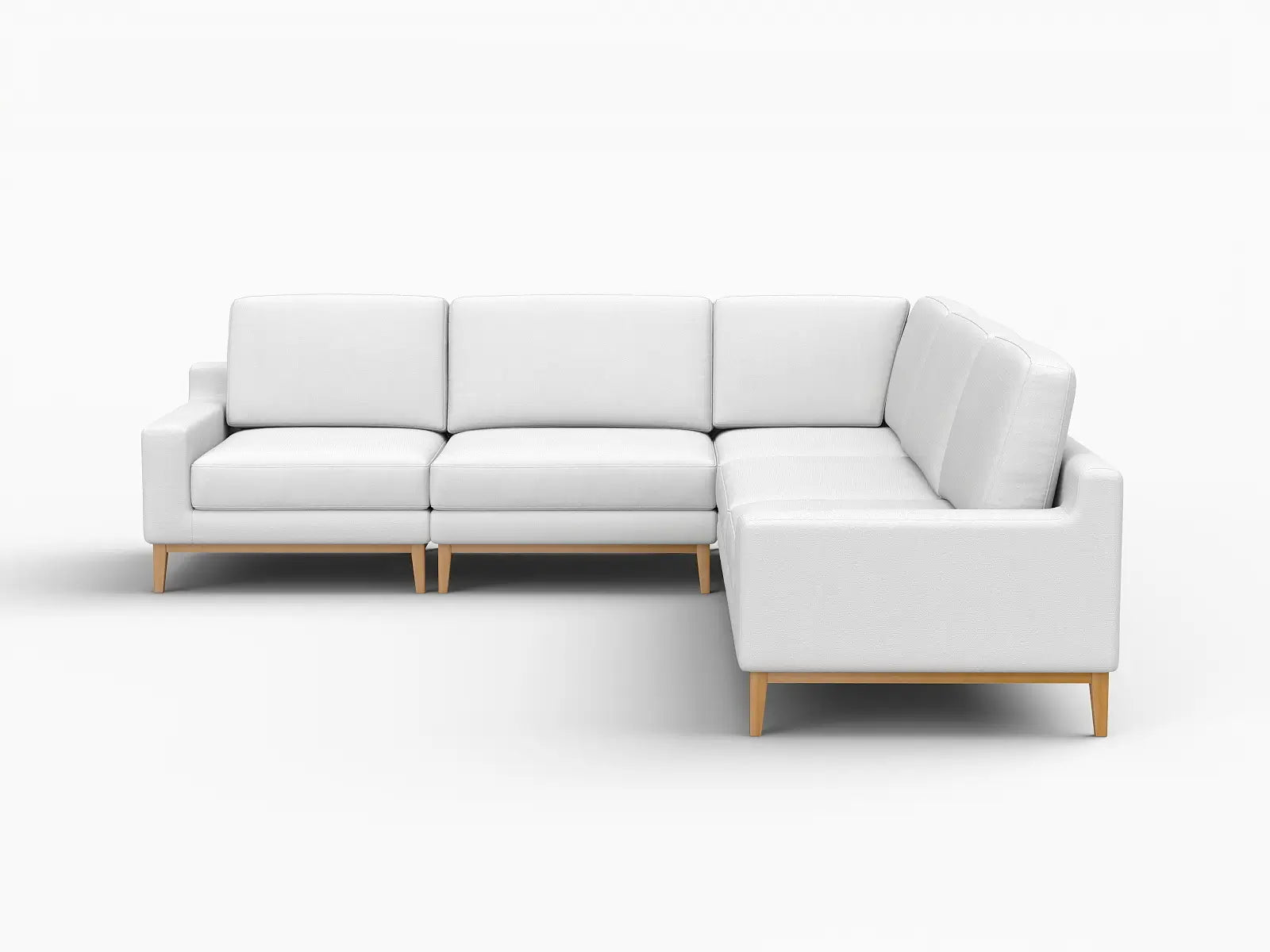 Deluxe Cloud 5-Seater White Large Space V-Shaped Sectional | 5-Piece, Linen Look Poly Fabric, Easy To Clean