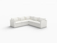 Deluxe Cloud 5-Seater White Large Space V-Shaped Sectional | 5-Piece, Linen Look Poly Fabric, Easy To Clean