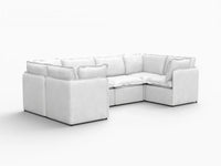 Deluxe Cloud 6-Seater Beige Large Space U-Shaped Sectional | 6-Piece, Linen Look Poly Fabric, Easy To Clean