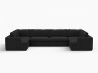 Deluxe Cloud 6-Seater Black U-Shaped Sectional | 6-Piece, Bouclé Sherpa-Like Fabric, Washable Cushion Covers