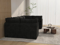 Deluxe Cloud 6-Seater Black U-Shaped Sectional | 6-Piece, Linen Look Poly Fabric, Washable Cushion Covers