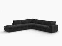 Seccional Deluxe Cloud en V de 6 plazas en negro | 7 piezas (incluye 1 otomana), tejido de chenilla de lino, fundas de cojín lavables