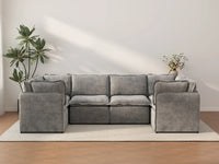 Deluxe Cloud 6-Seater Grey Large Space U-Shaped Sectional | 6-Piece, Linen Look Poly Fabric, Easy To Clean