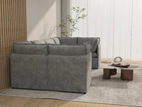 Deluxe Cloud 6-Seater Grey Large Space U-Shaped Sectional | 6-Piece, Linen Look Poly Fabric, Easy To Clean