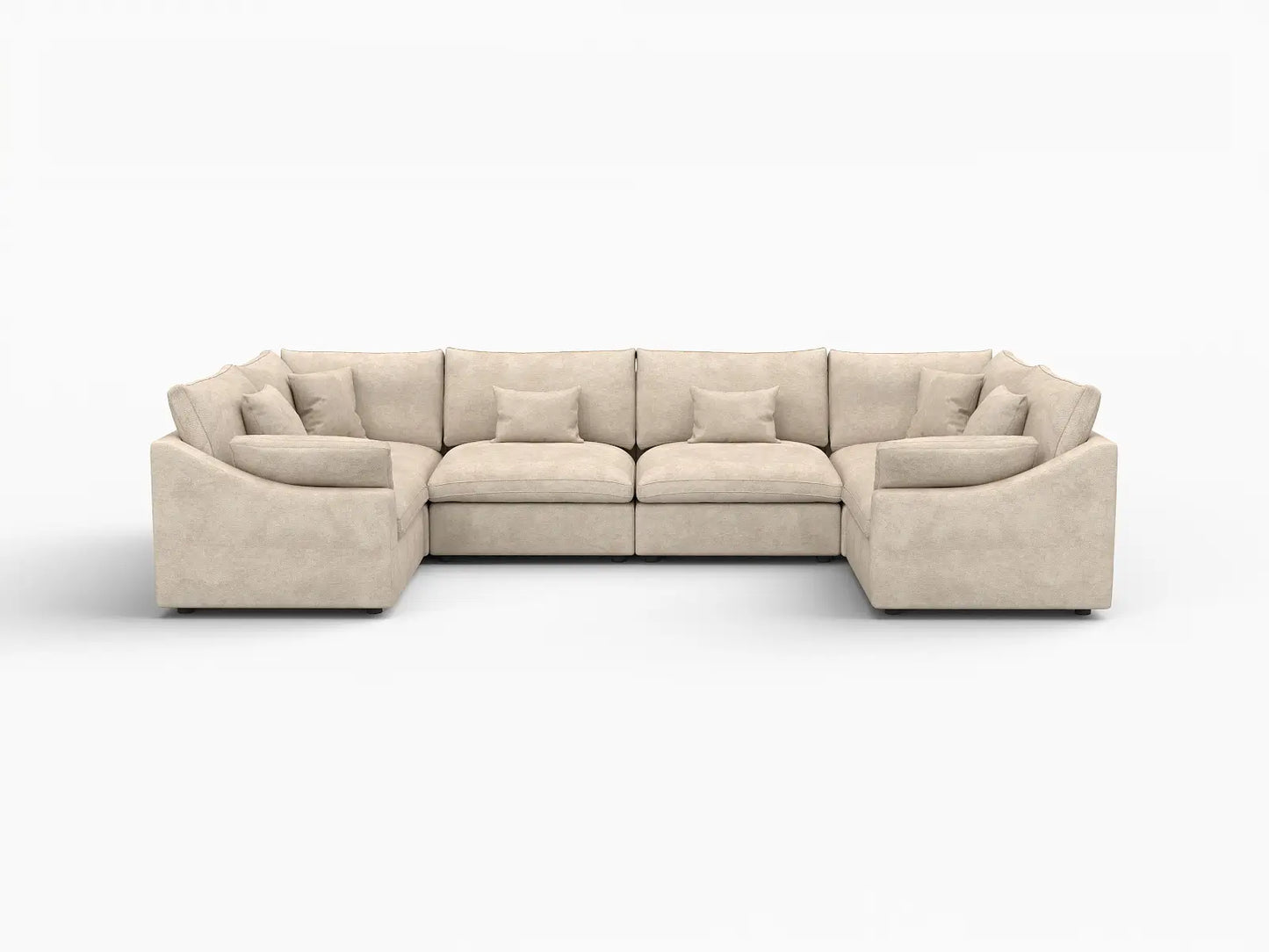 Deluxe Cloud 6-Seater Khaki Large Space Pit Sectional | 6-Piece, Chenille And Linen Fabric, Easy To Clean