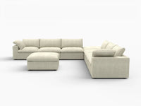 Deluxe Premium Cloud Sectional Sofa Covers | Khaki Cotton and Linen Sofa Cover for 6-Seater with 2-Ottomans