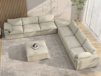 Deluxe Premium Cloud Sectional Sofa Covers | Khaki Cotton and Linen Sofa Cover for 6-Seater with 2-Ottomans
