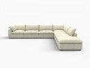 Deluxe Premium Cloud Sectional Sofa Covers | Khaki Cotton and Linen Sofa Cover for 6-Seater with 1-Ottoman