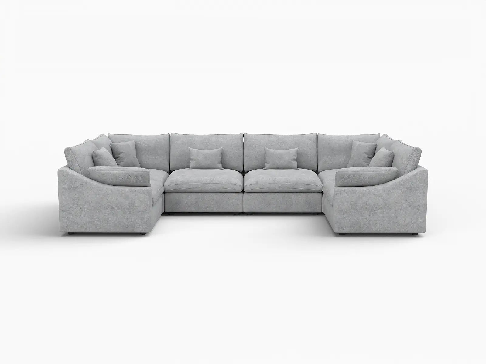 Deluxe Cloud 6-Seater Light Grey Large Space Pit Sectional | 6-Piece, Chenille And Linen Fabric, Easy To Clean