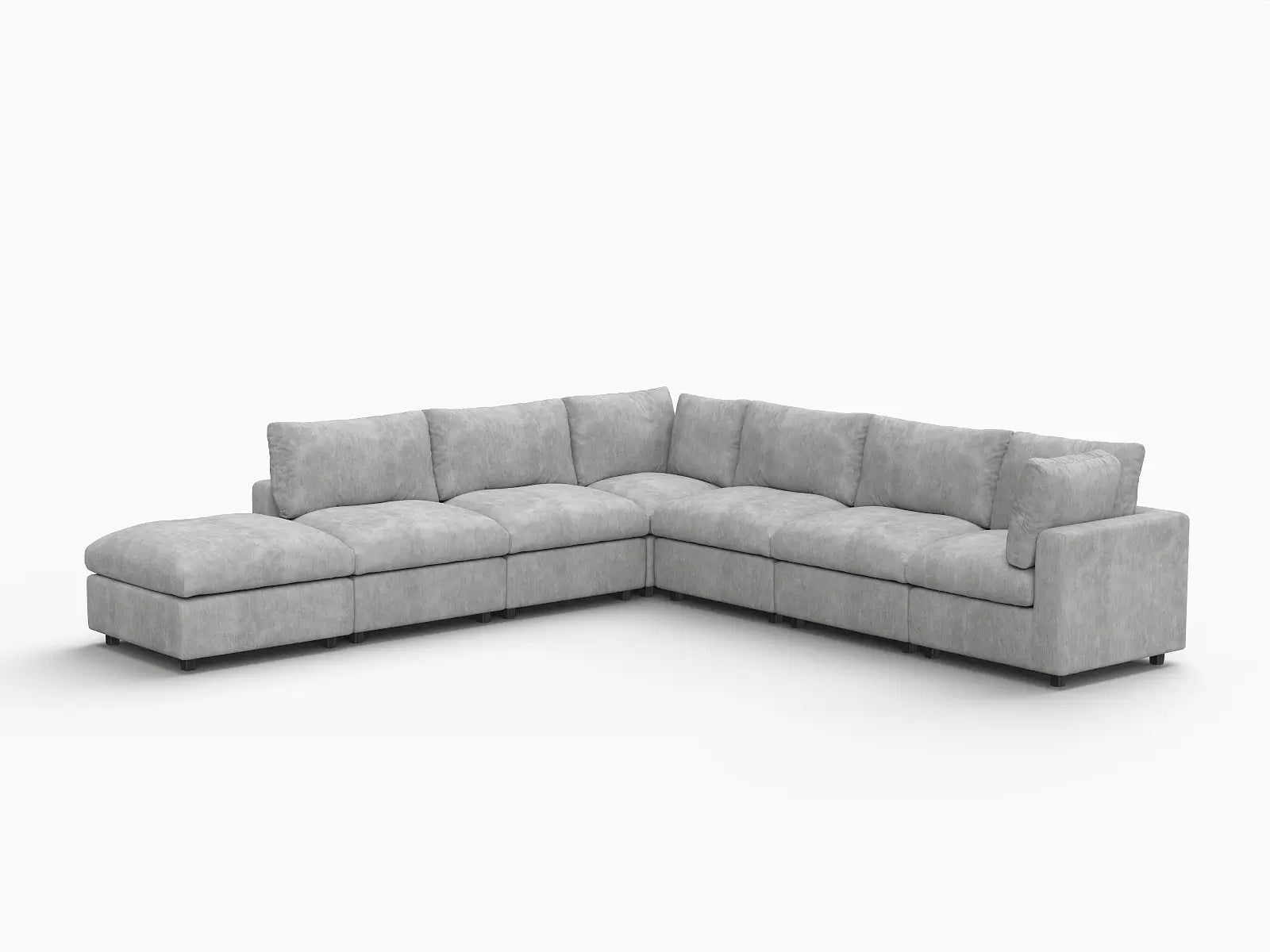 Fundas para sofás seccionales Cloud Lounge | Funda de sofá de chenilla con mezcla de lino gris claro para 6 plazas con 1 otomana