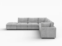 Fundas para sofás seccionales Cloud Lounge | Funda de sofá de chenilla con mezcla de lino gris claro para 6 plazas con 1 otomana