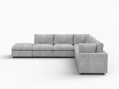 Fundas para sofás seccionales Cloud Lounge | Funda de sofá de chenilla con mezcla de lino gris claro para 6 plazas con 1 otomana