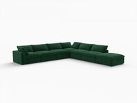 Deluxe Cloud 6-Seater Olive Green V-Shaped Sectional | 7-Piece (Includes 1 Ottoman), Velvet Fabric, Living Room Seating, Washable Cushion Covers