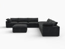 Deluxe Premium Cloud Sectional Sofa Covers | Black Cotton and Linen Sofa Cover for 6-Seater with 2-Ottomans