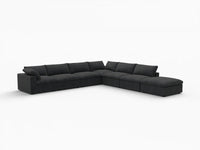 Deluxe Premium Cloud Sectional Sofa Covers | Black Cotton and Linen Sofa Cover for 6-Seater with 1-Ottoman