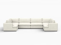 Deluxe Cloud 6-Seater White Large Space U-Shaped Sectional | 6-Piece, Bouclé Sherpa-Like Fabric, Easy To Clean