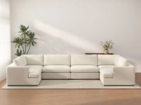 Deluxe Cloud 6-Seater White Large Space U-Shaped Sectional | 6-Piece, Bouclé Sherpa-Like Fabric, Easy To Clean