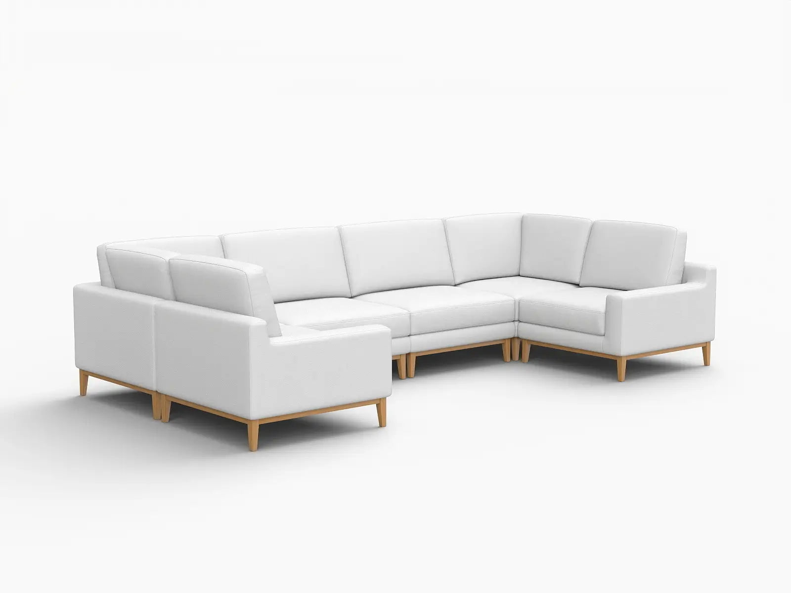 Deluxe Cloud 6-Seater White Large Space U-Shaped Sectional | 6-Piece, Linen Look Poly Fabric, Easy To Clean