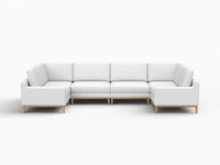 Deluxe Cloud 6-Seater White Large Space U-Shaped Sectional | 6-Piece, Linen Look Poly Fabric, Easy To Clean