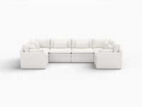 Deluxe Cloud 6-Seater White Large Space U-Shaped Sectional | 6-Piece, Linen Look Poly Fabric, Easy To Clean