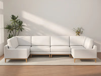 Deluxe Cloud 6-Seater White Large Space U-Shaped Sectional | 6-Piece, Linen Look Poly Fabric, Easy To Clean