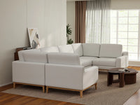 Deluxe Cloud 6-Seater White Large Space U-Shaped Sectional | 6-Piece, Linen Look Poly Fabric, Easy To Clean