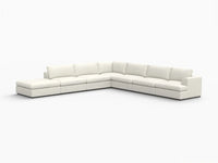 Deluxe Cloud 6-Seater White Large Space V-Shaped Sectional | 7-Piece (Includes 1 Ottoman), Bouclé Sherpa-Like Fabric, Easy To Clean
