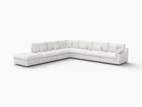 Deluxe Cloud 6-Seater White Pit Sectional | 7-Piece (Includes 1 Ottoman), Chenille And Linen Fabric, Washable Cushion Covers