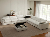 Deluxe Premium Cloud Sectional Sofa Covers | White Cotton and Linen Sofa Cover for 6-Seater with 2-Ottomans