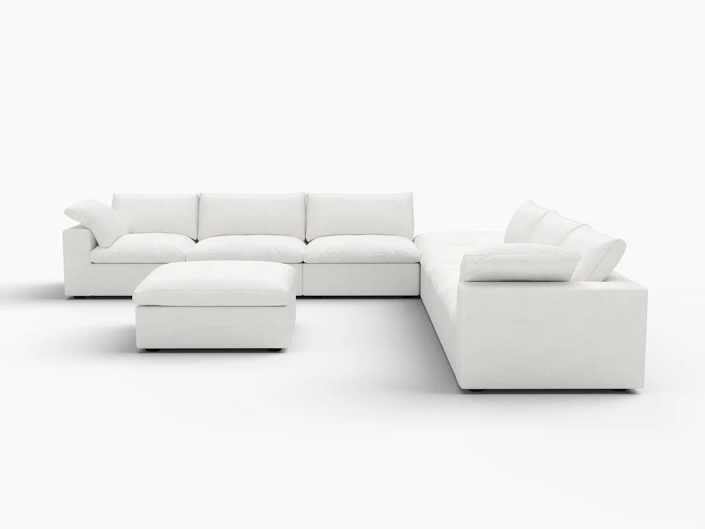 Deluxe Premium Cloud Sectional Sofa Covers | White Cotton and Linen Sofa Cover for 6-Seater with 2-Ottomans