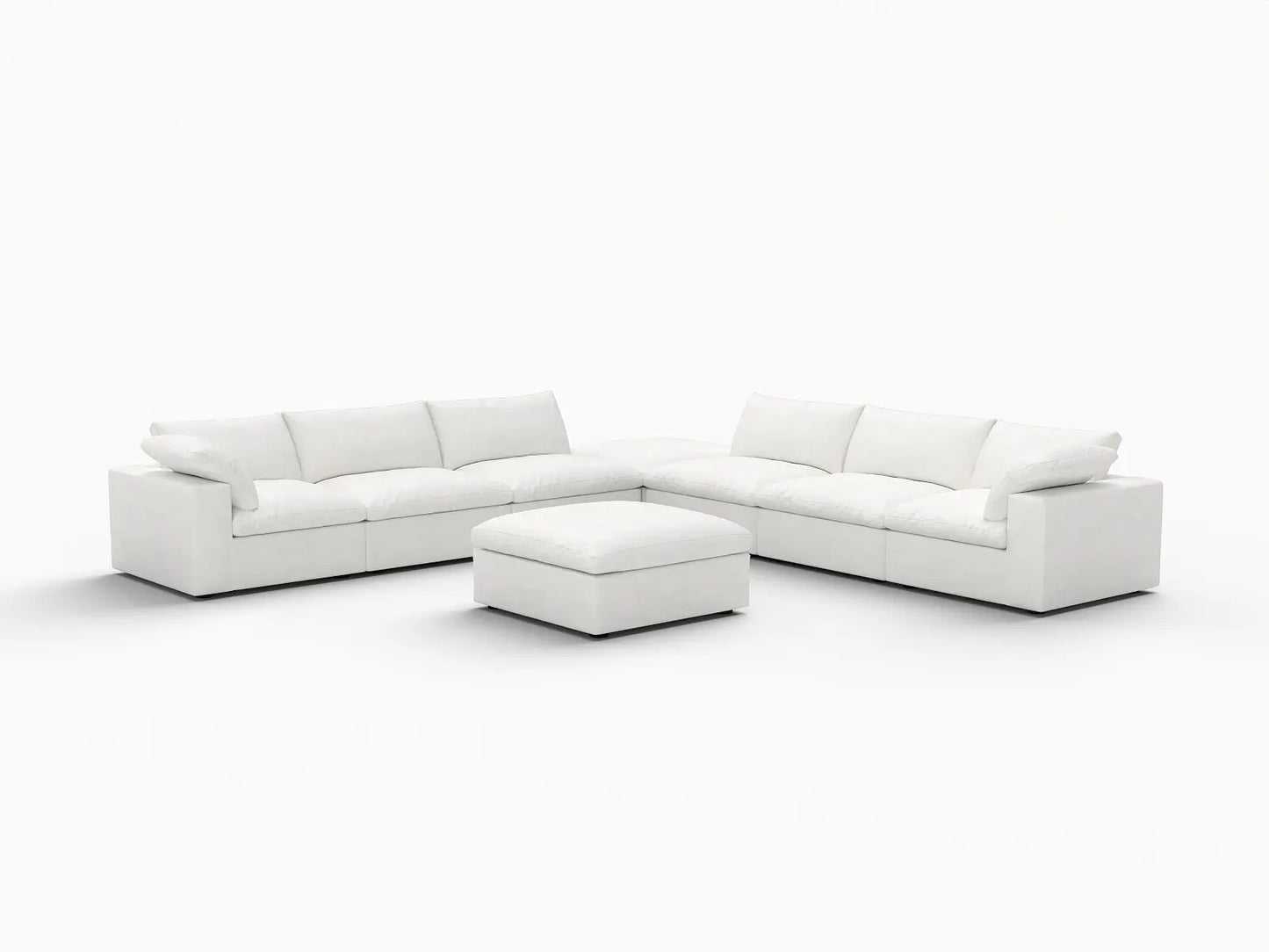 Deluxe Premium Cloud Sectional Sofa Covers | White Cotton and Linen Sofa Cover for 6-Seater with 2-Ottomans