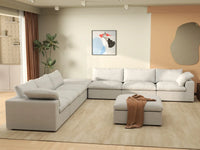 Deluxe Premium Cloud Sectional Sofa Covers | White Cotton and Linen Sofa Cover for 6-Seater with 2-Ottomans