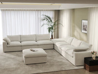 Deluxe Premium Cloud Sectional Sofa Covers | White Cotton and Linen Sofa Cover for 6-Seater with 2-Ottomans
