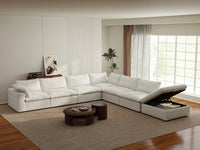 Deluxe Premium Cloud Sectional Sofa Covers | White Cotton and Linen Sofa Cover for 6-Seater with 1-Ottoman
