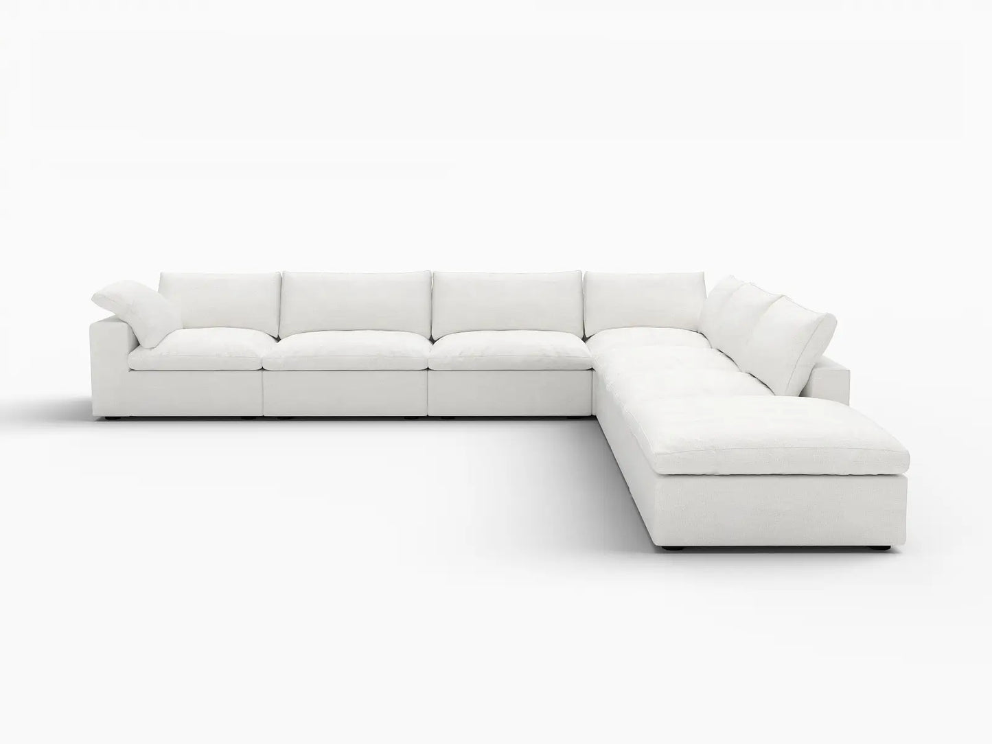 Deluxe Premium Cloud Sectional Sofa Covers | White Cotton and Linen Sofa Cover for 6-Seater with 1-Ottoman