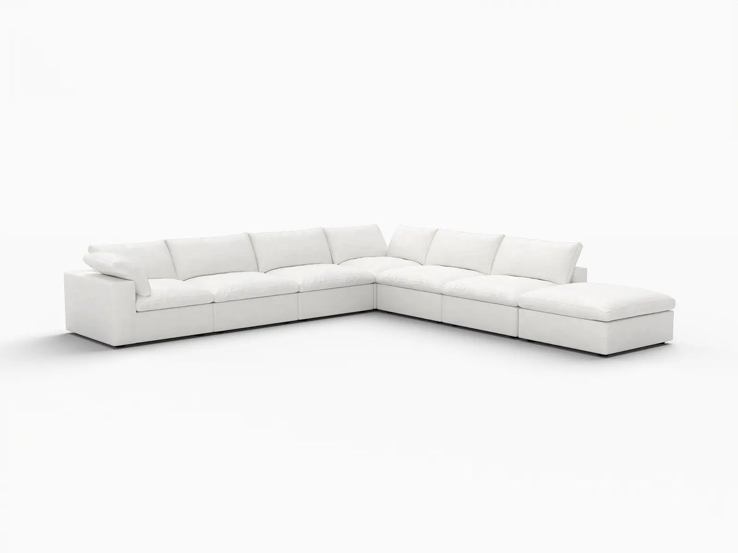 Deluxe Premium Cloud Sectional Sofa Covers | White Cotton and Linen Sofa Cover for 6-Seater with 1-Ottoman