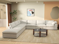 Deluxe Premium Cloud Sectional Sofa Covers | White Cotton and Linen Sofa Cover for 6-Seater with 1-Ottoman